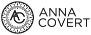 Anna Covert logo featuring circular gear emblem with AC initials symbolizing precision, innovation, and strategic branding.