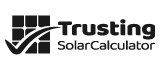 Trusting Solar Calculator logo featuring checkmark and solar panel design representing accurate solar savings estimates by Anna Covert.